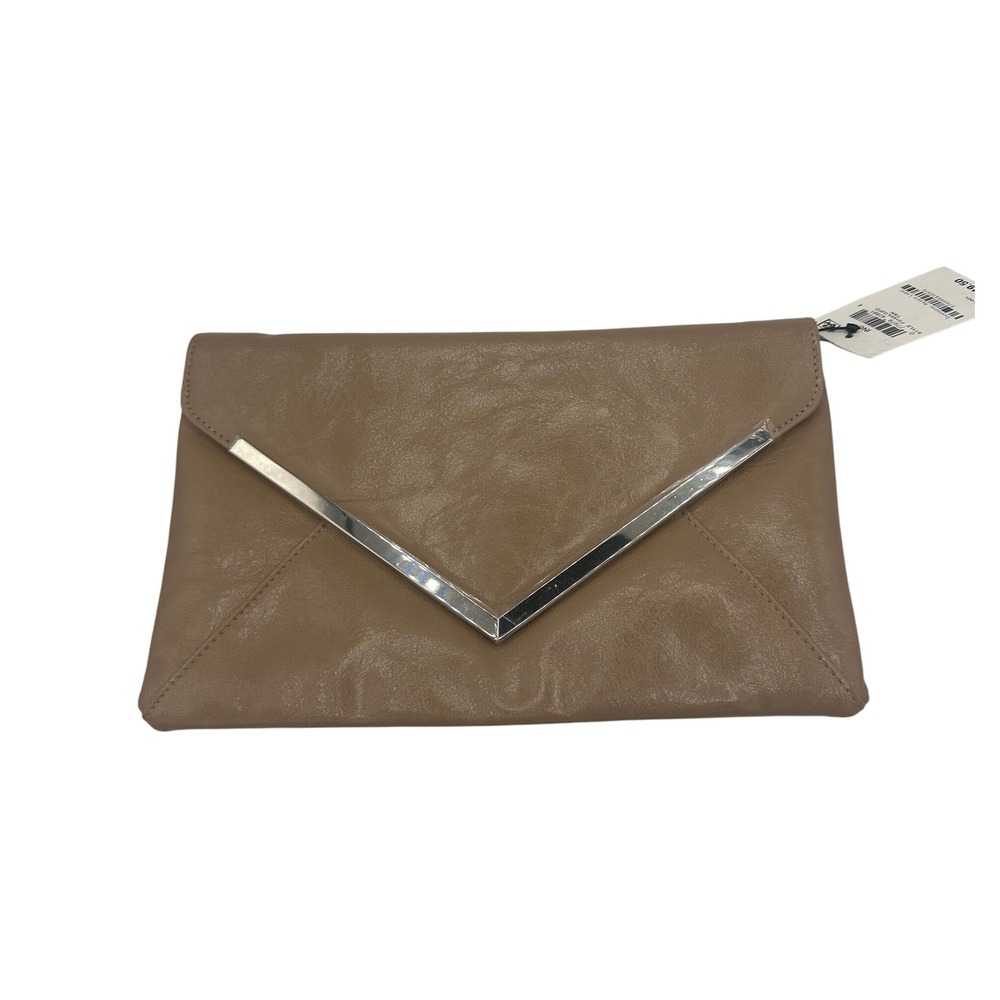 INC Tan Envelope Clutch Bag with Removable Chain Strap Party Evening Purse